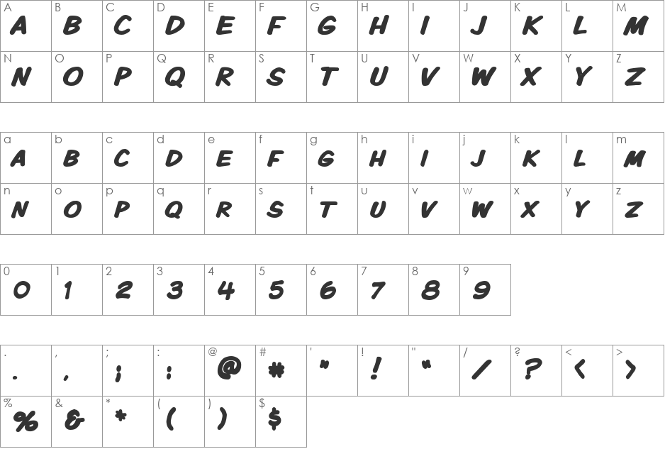 VTCKomixationSCBold font character map preview