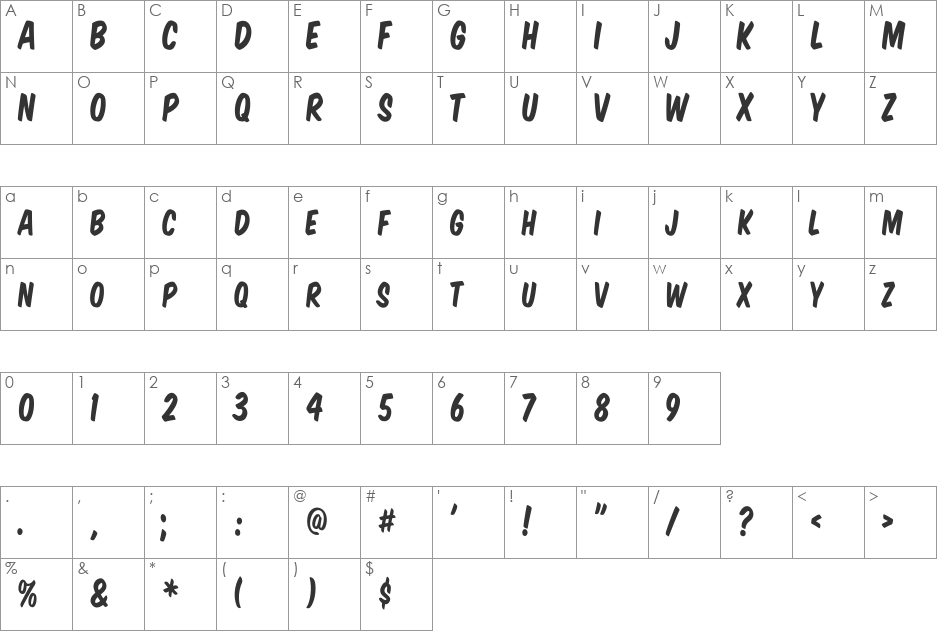 VTCSuperMarketSaleSC font character map preview