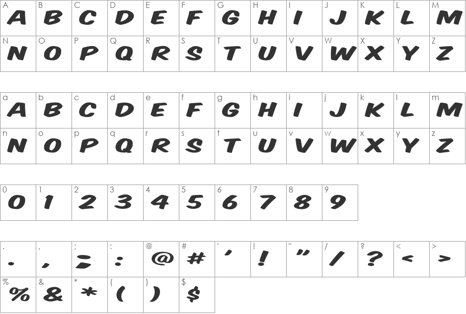 VTCSuperMarketSuperSale3DTilt font character map preview
