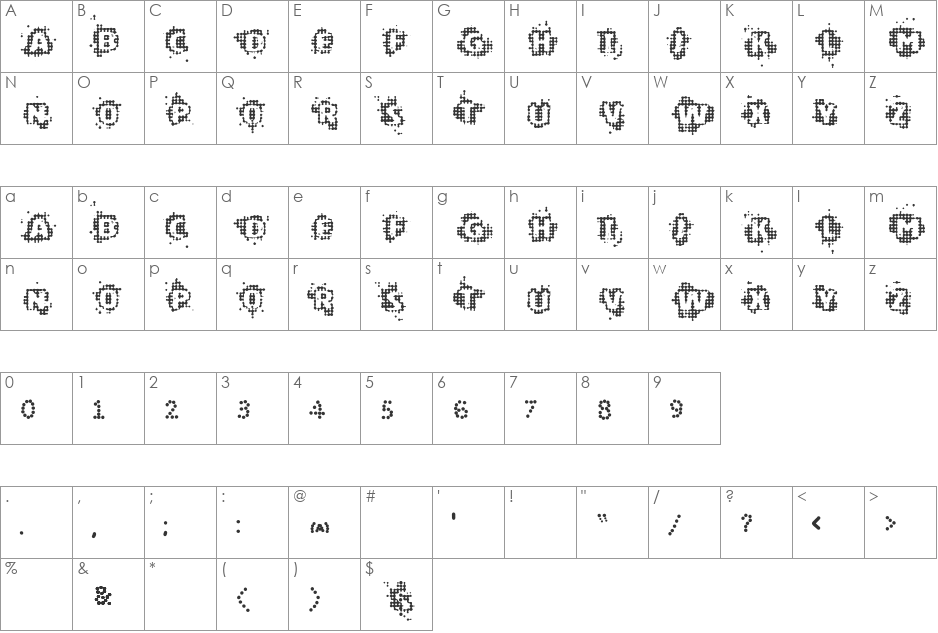 VTKS CHIP SET font character map preview