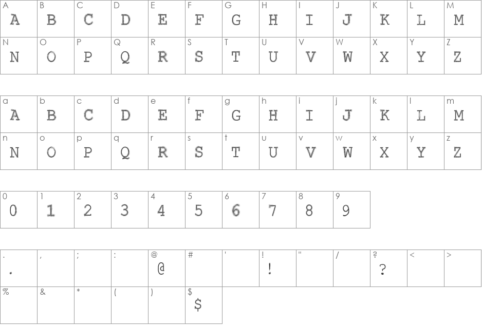VTKS CONTACT font character map preview