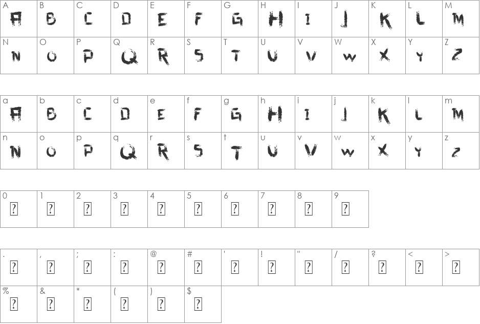 vtks dirty letters font character map preview