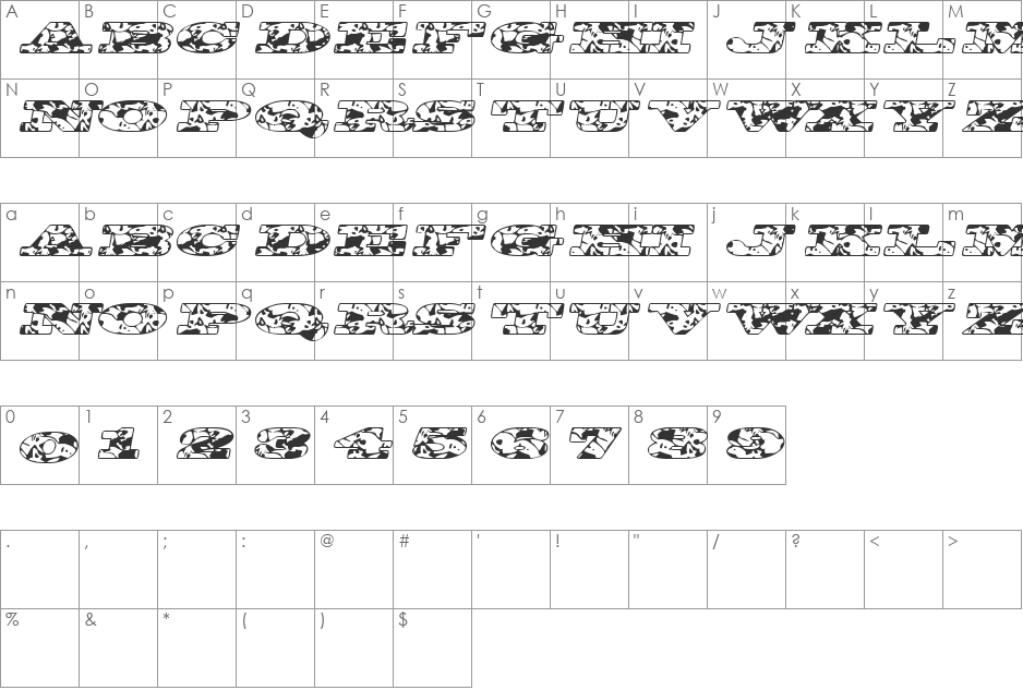 BigSpit font character map preview