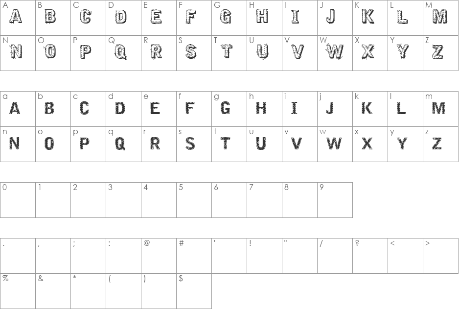 VTKS EMBROIDERY font character map preview