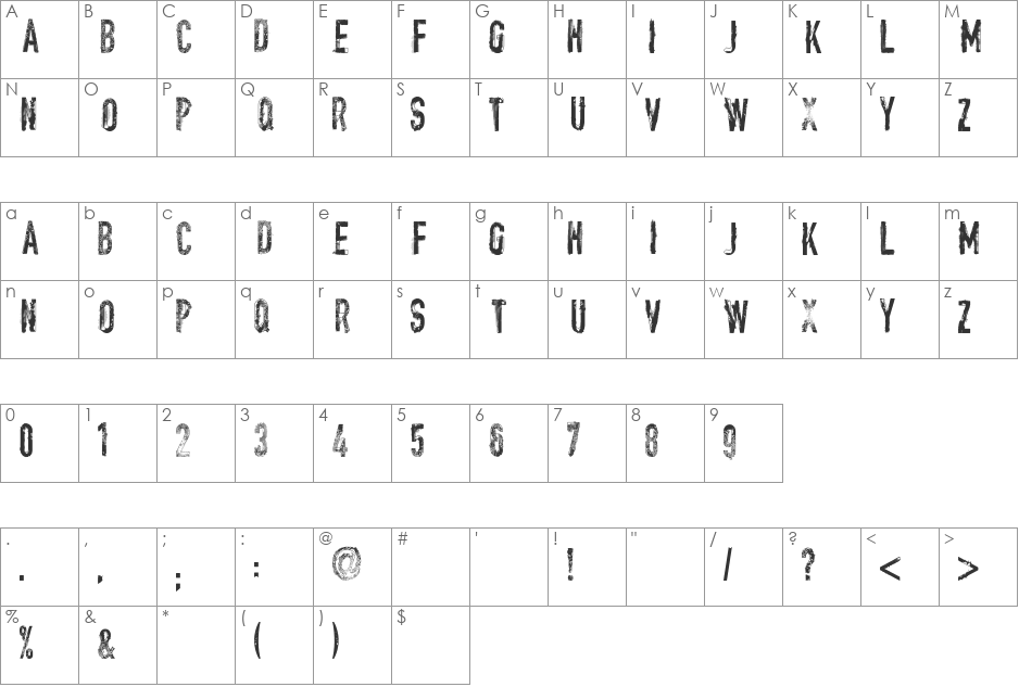vtks encount(e)r font character map preview