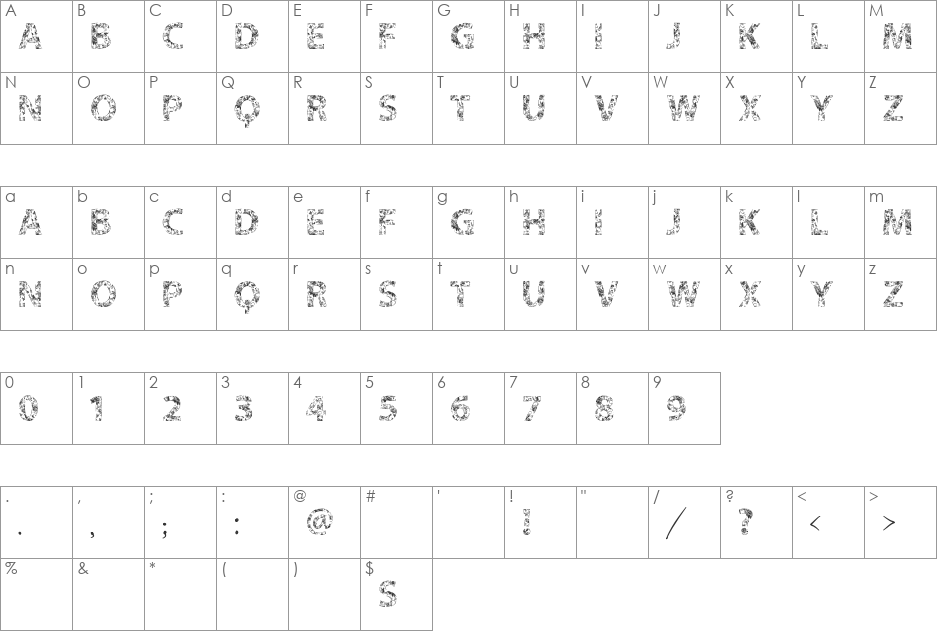VTKS FLOWERS IN OUR SOUL font character map preview