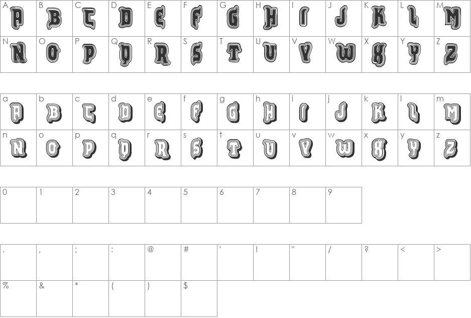 VTKS FURIOUS font character map preview