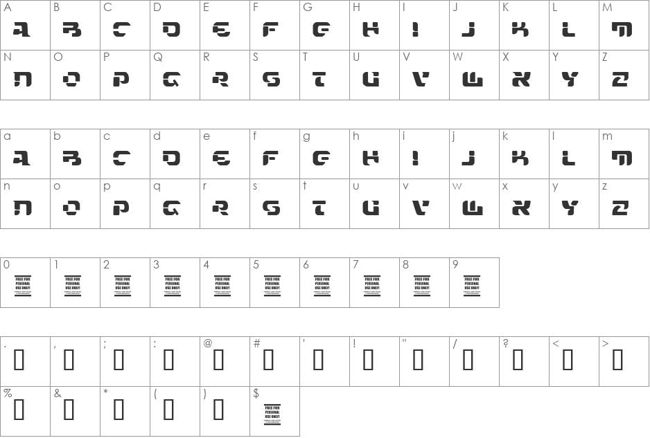 VTKS FUTURE font character map preview