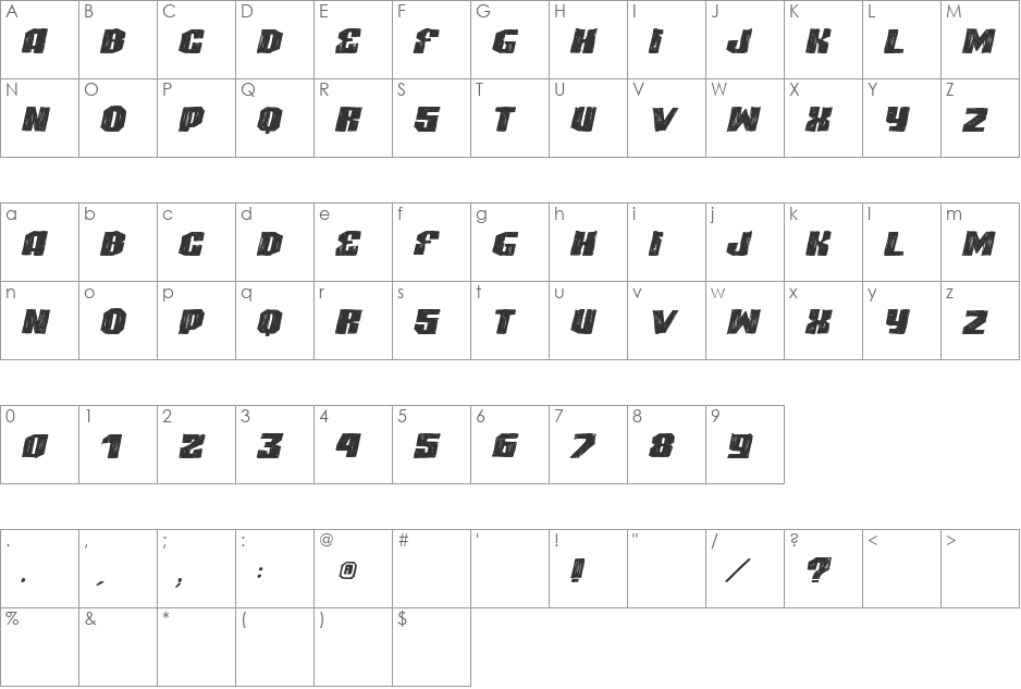 VTKS HIGHLIGHT font character map preview