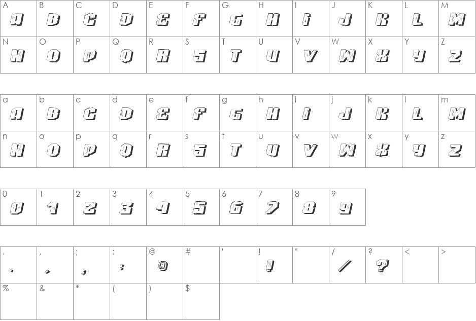 VTKS HIGHLIGHT 3 font character map preview