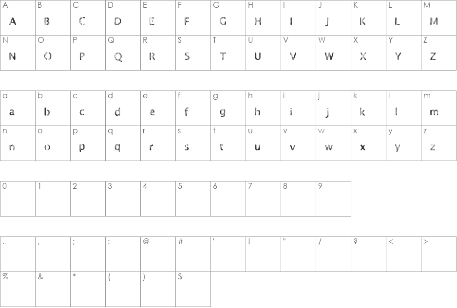 VTKS LAUNDRY font character map preview