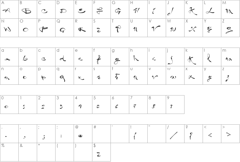 vtks legal font character map preview