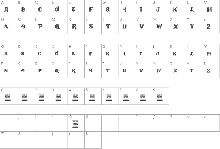 vtks love love font character map preview