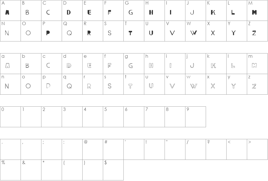 vtks lumina font character map preview