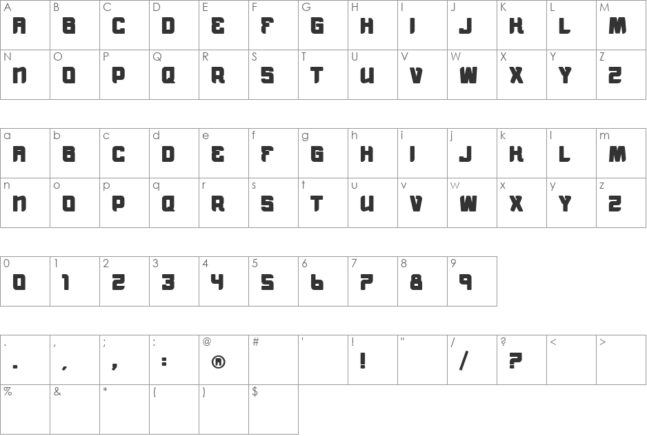 vtks morning rain BOLD font character map preview