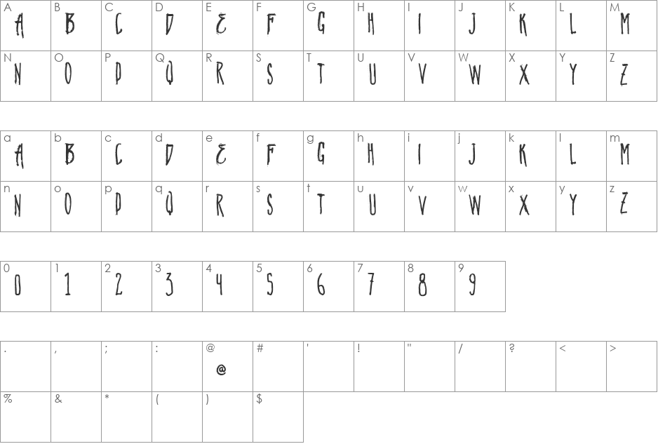 vtks natural font character map preview