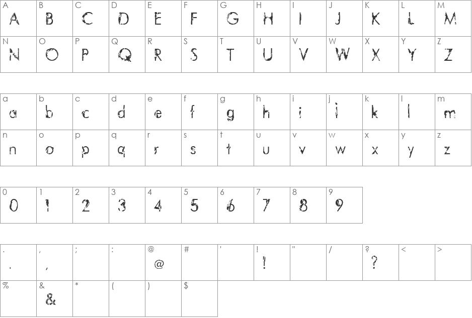 Vtks Paradoxo font character map preview