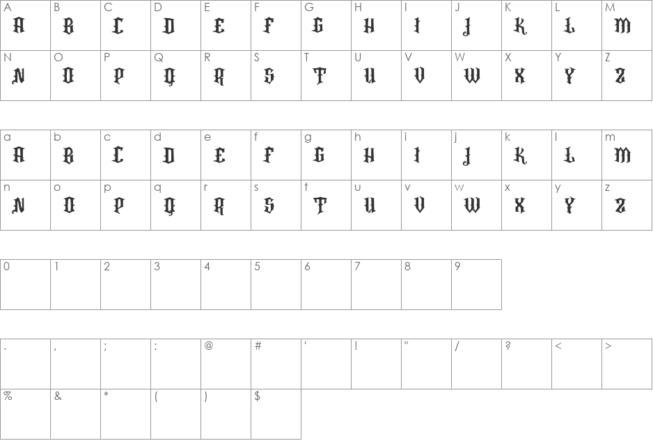 VTKS Rafia font character map preview