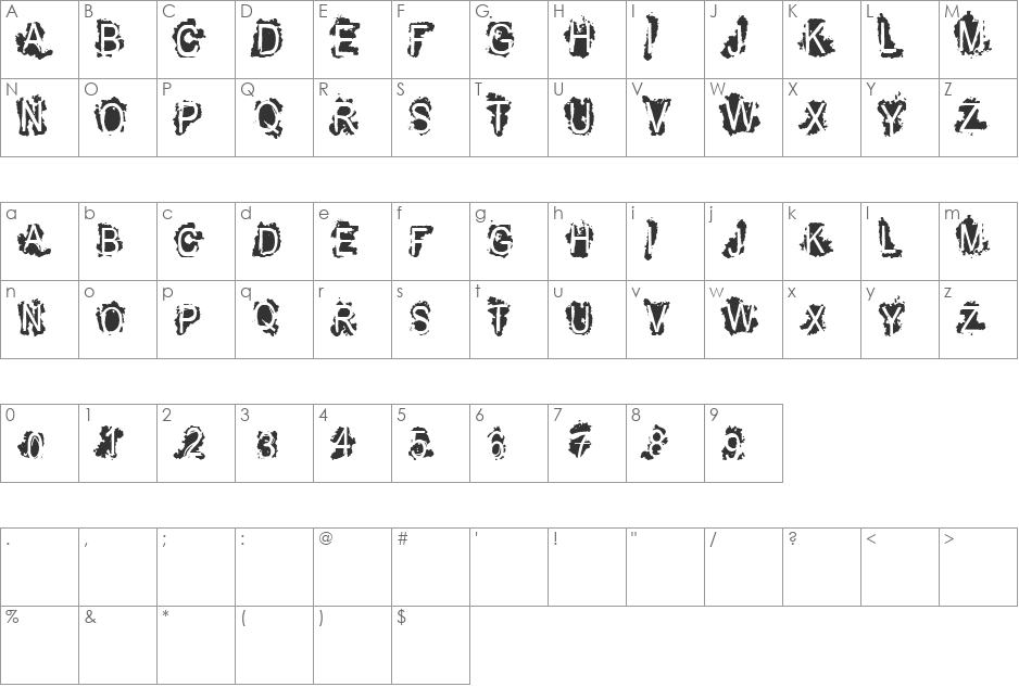 VTKS REFUSED font character map preview