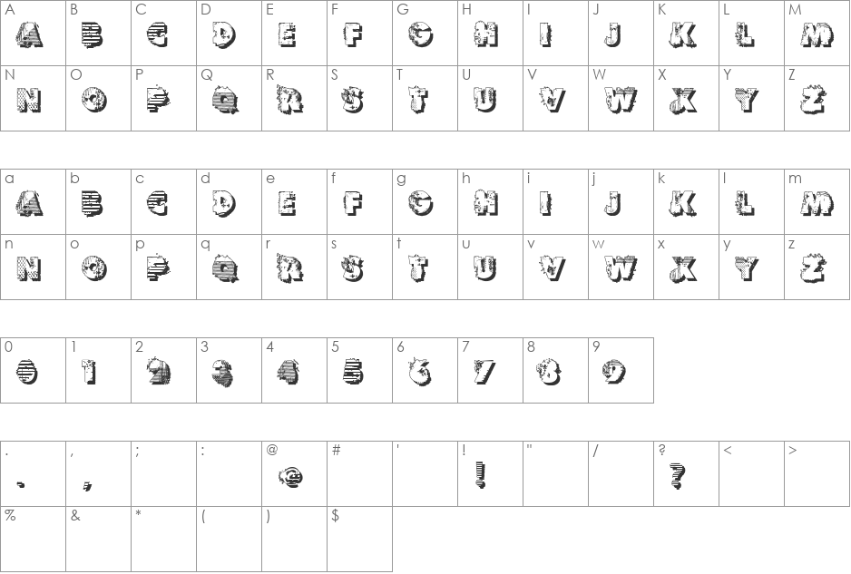 VTKS REVERSO OPTION B font character map preview