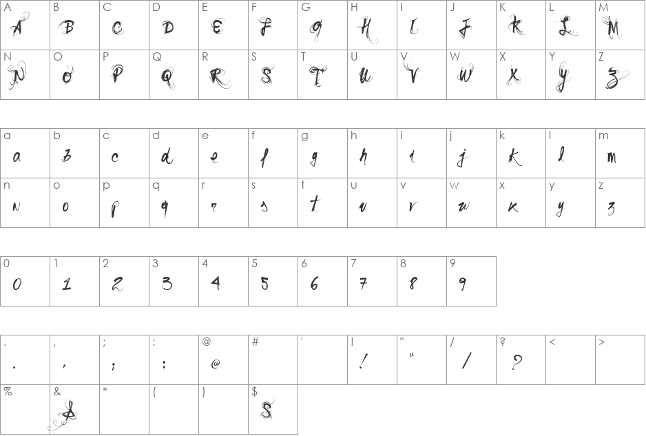 Vtks Sonho font character map preview