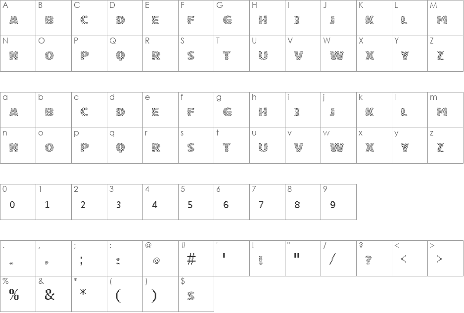 vtks squares font character map preview
