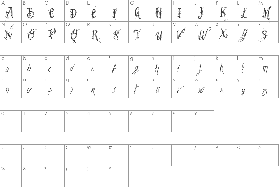 VTKS SummerLAnd font character map preview