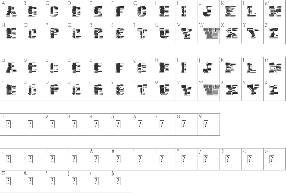 vtks university font character map preview