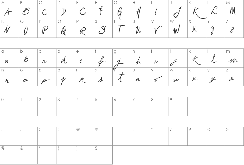 Vtks Vacancy font character map preview