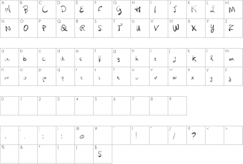 Vtks Vinte e Cinco font character map preview