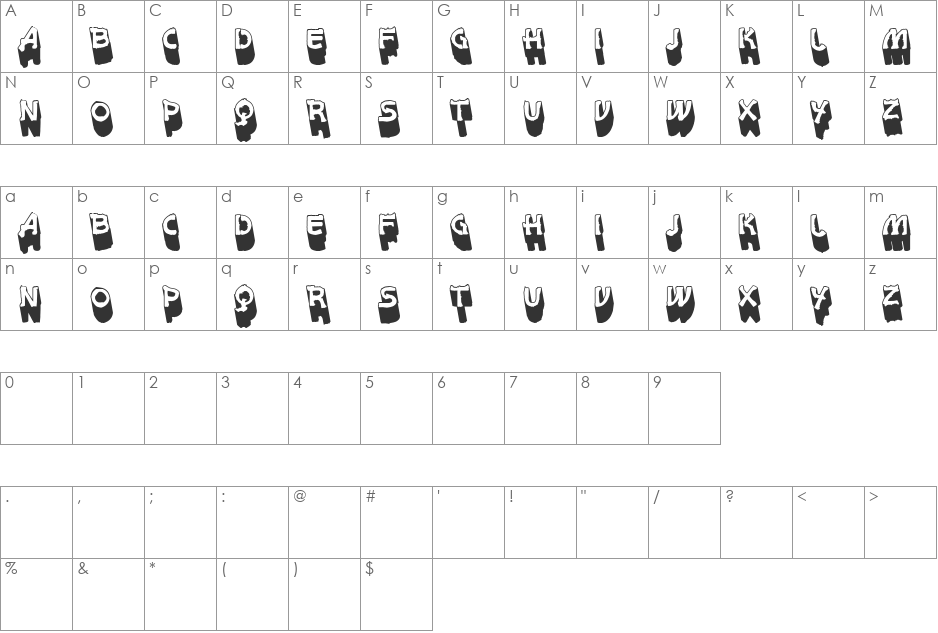 vtks white page 3d font character map preview