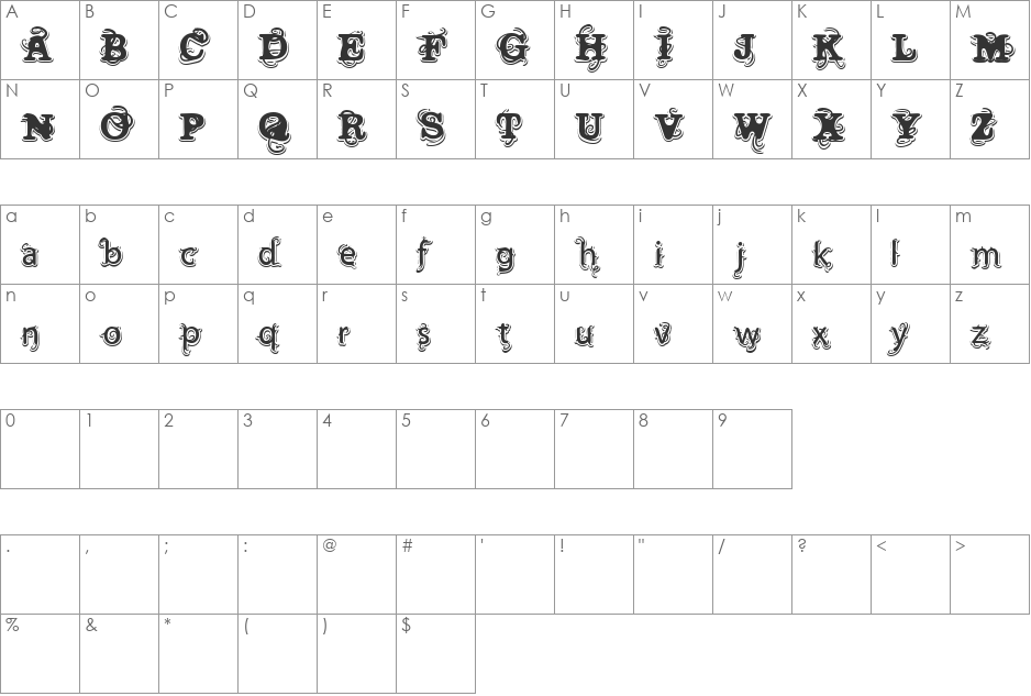 Vtks Wine Label Two font character map preview