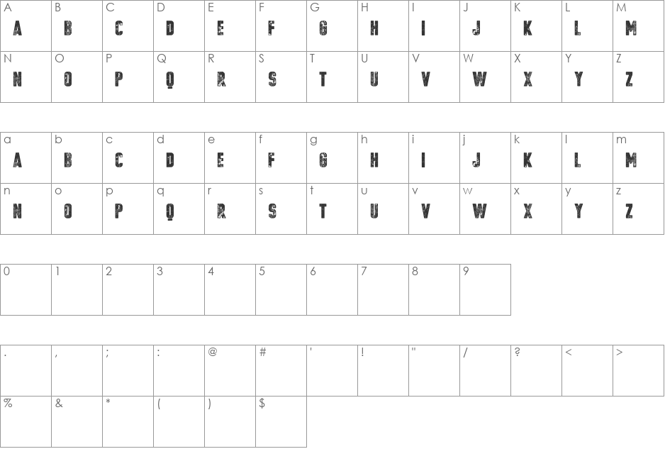 vtksposter font character map preview
