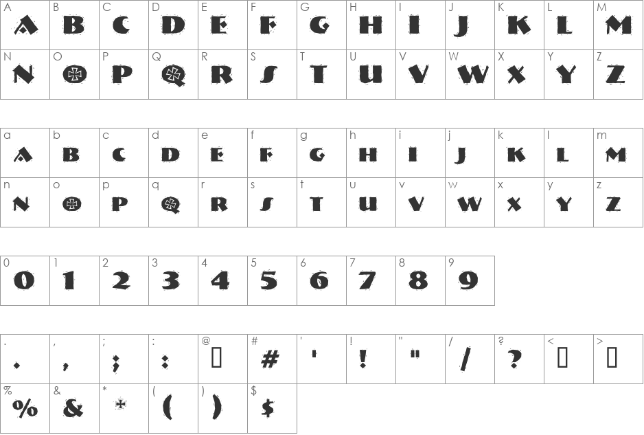 VTNervouzReichRank font character map preview