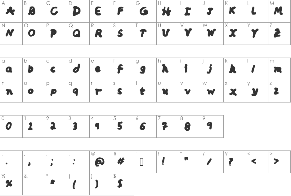 Big__Bold__and_Beautiful font character map preview