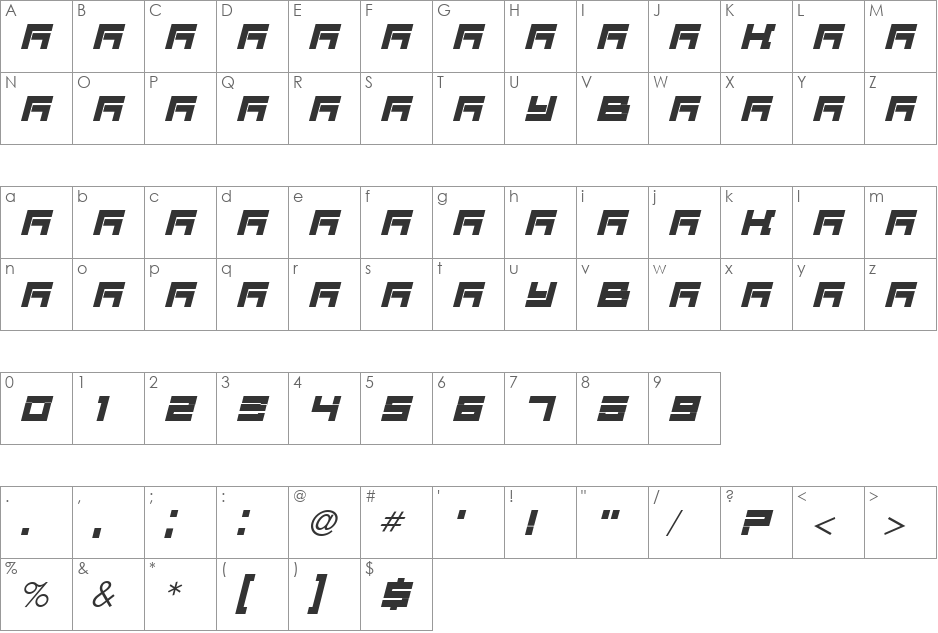 VUK-02 font character map preview