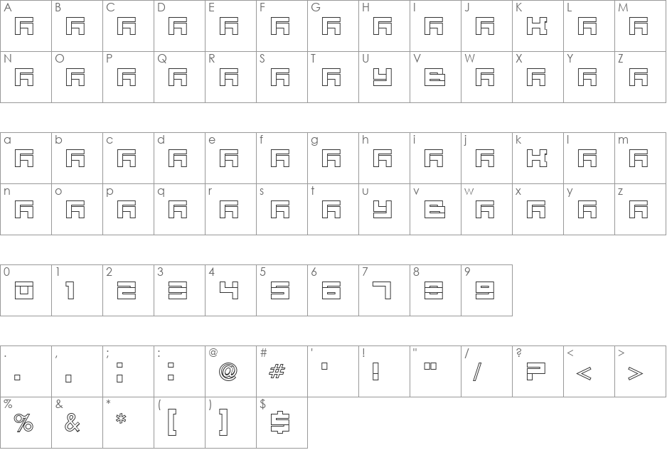 VUK-03 font character map preview