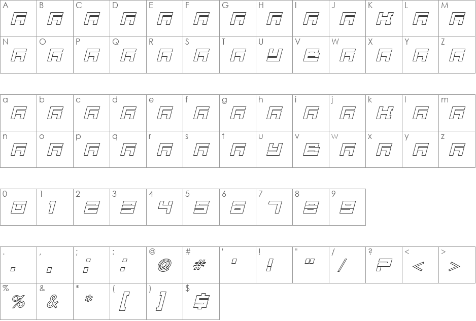 VUK-04 font character map preview