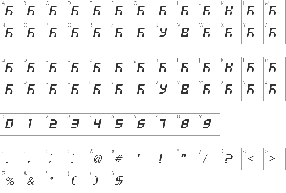 VUK-06 font character map preview