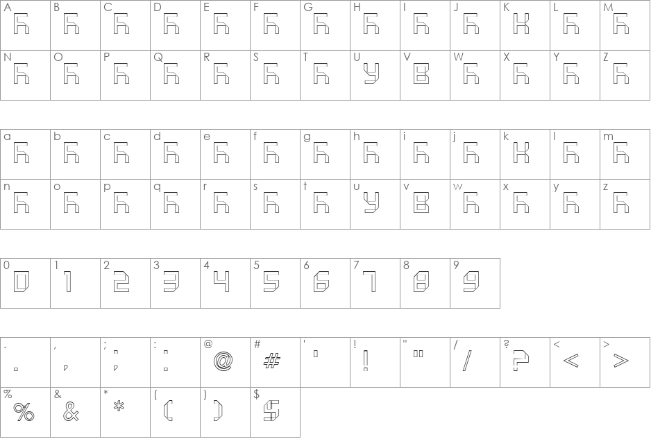VUK-07 font character map preview