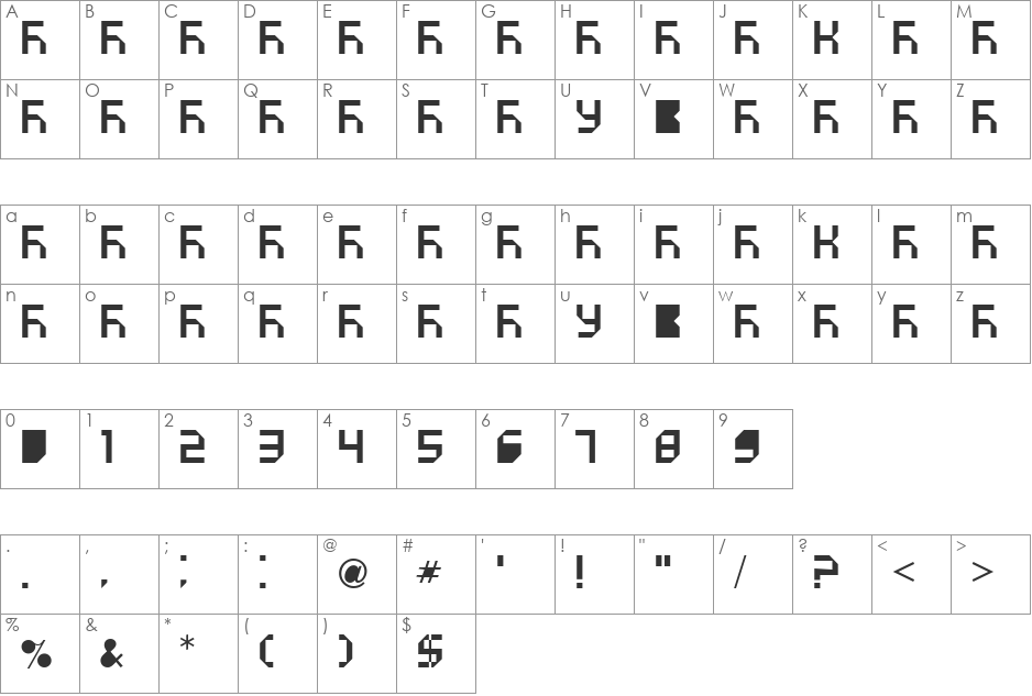 VUK-09 font character map preview