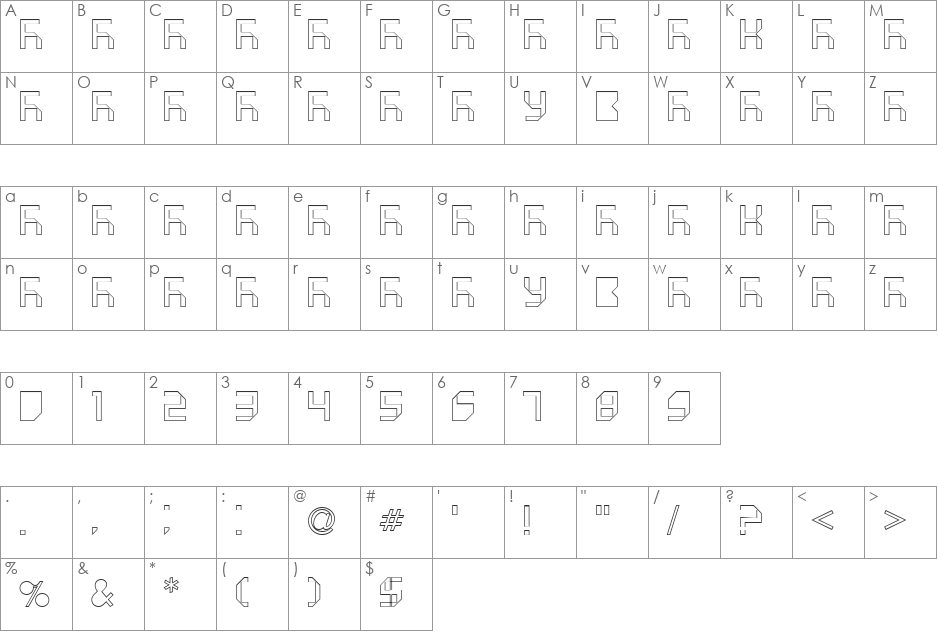 VUK-11 font character map preview