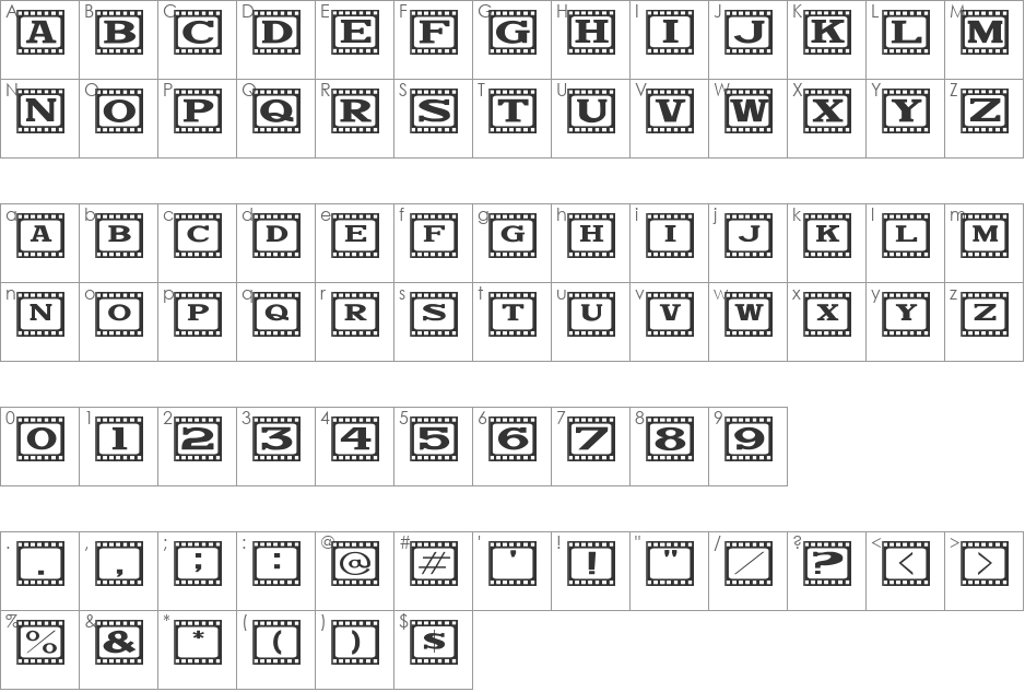 Bijou JL font character map preview