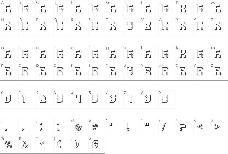 VUK-15 font character map preview
