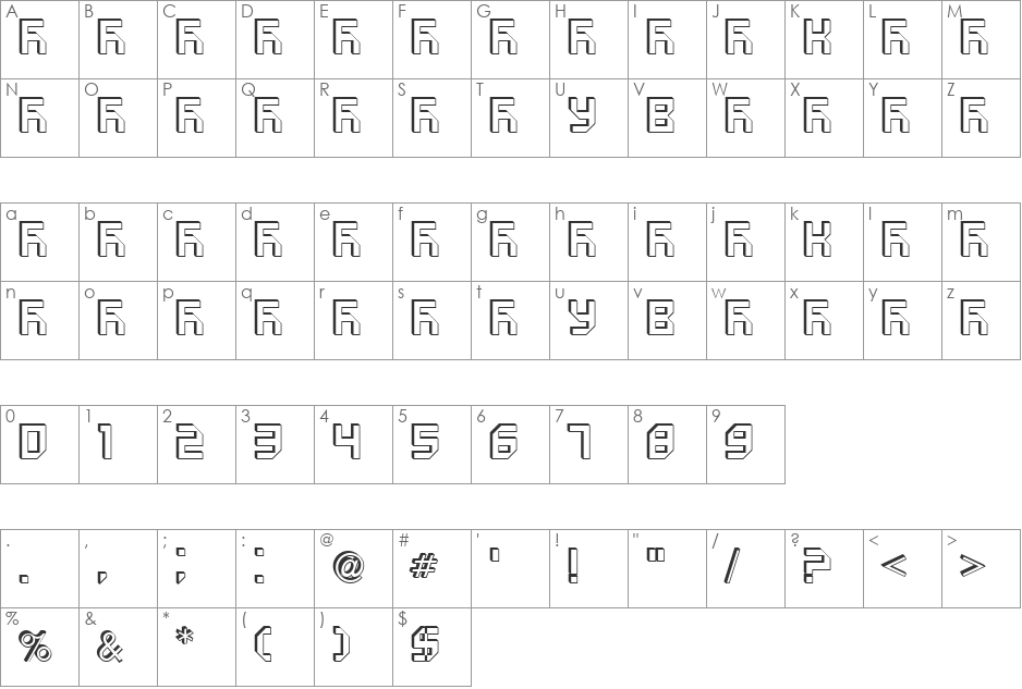 VUK-16 font character map preview