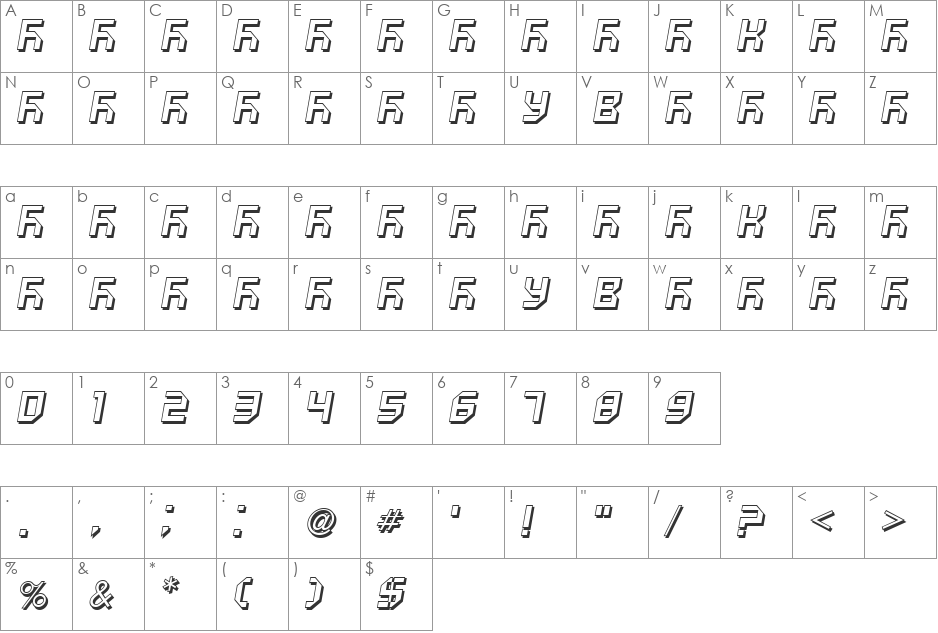 VUK-17 font character map preview