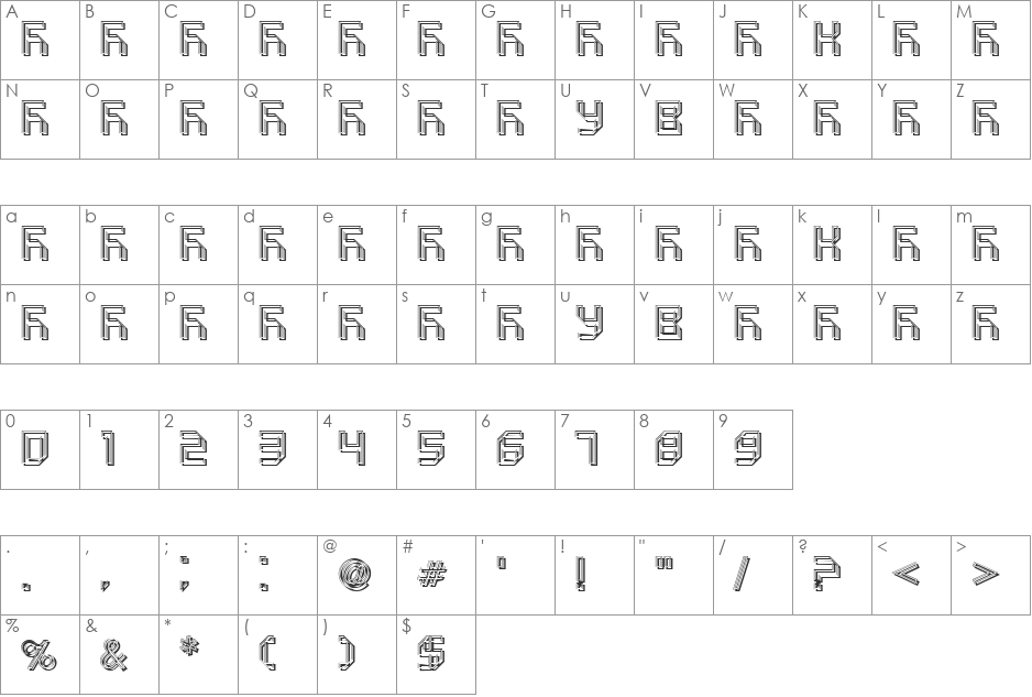VUK-21 font character map preview