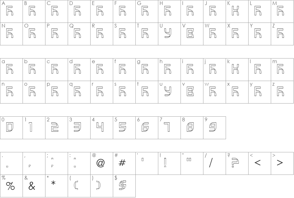 VUK-27 font character map preview