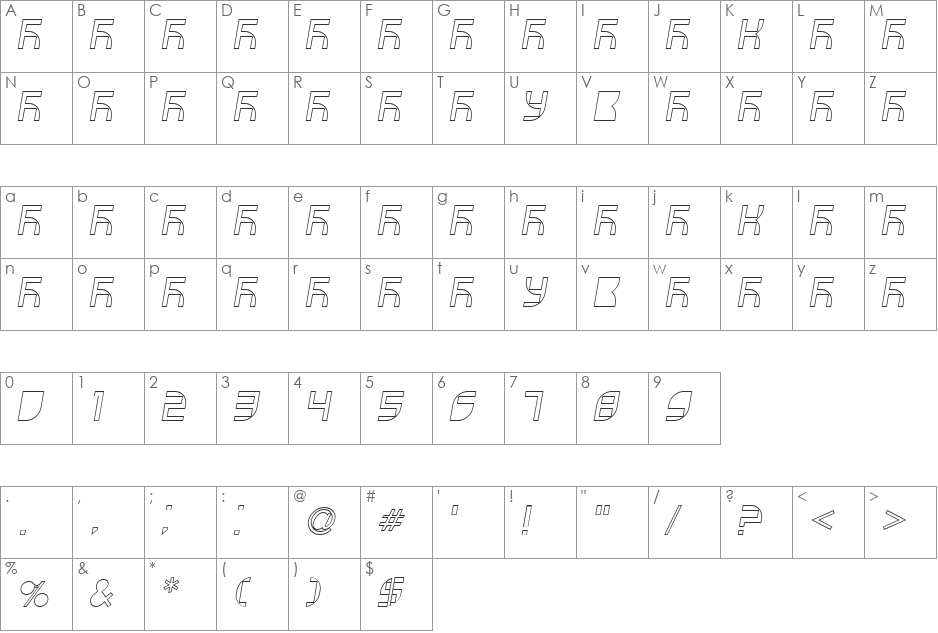 VUK-32 font character map preview