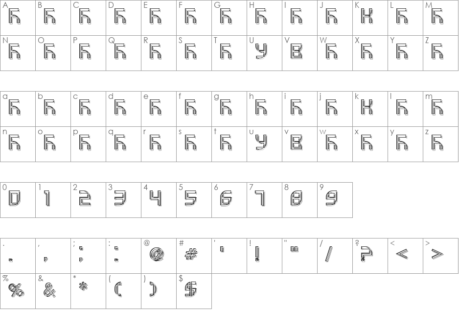 VUK-34 font character map preview